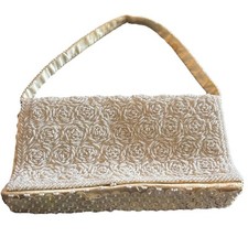 VINTAGE Hand-Made HONG KONG Beaded Clutch Evening Bag Purse see Pictures