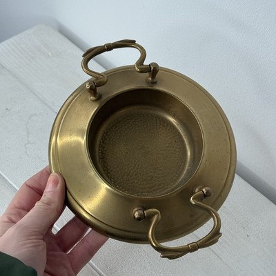 Antiker schwerer Messing Topf. Gehämmert, verwittert, rustikal & Vintage