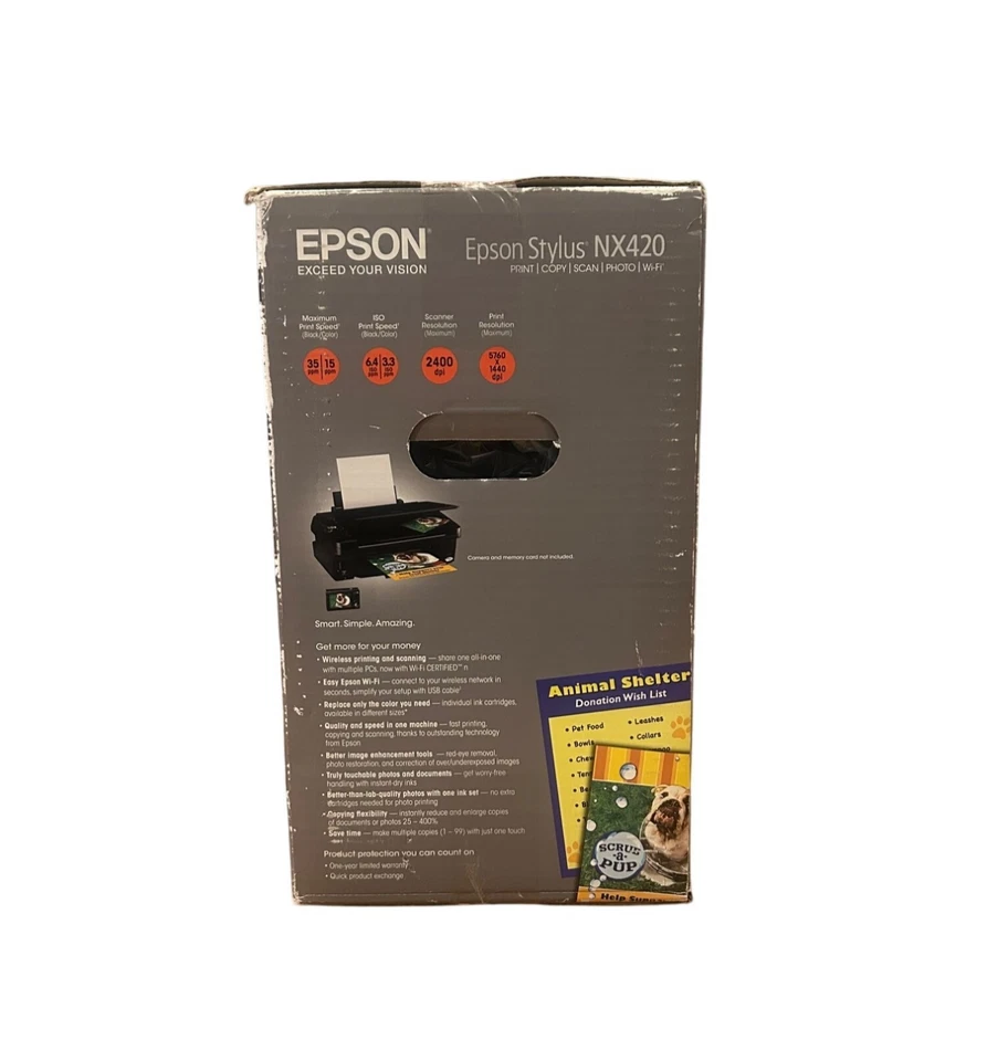 Epson Stylus NX420 All-In-One Inkjet Printer Brand New Sealed w/Box Damage - Image 3 of 4