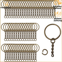SchlüSselring 25Mm Mit Kette 100 StüCk Spaltringe FüR Handwerk Diy