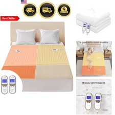 King Size Heated Mattress Pad Electric Multi-Zone Wireless Control 78x80