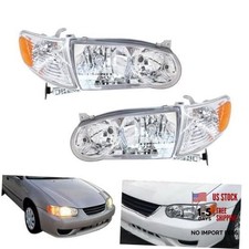 Headlights Headlamp w/Corner Signal Lamp Left Right Replacement for 2001 2002