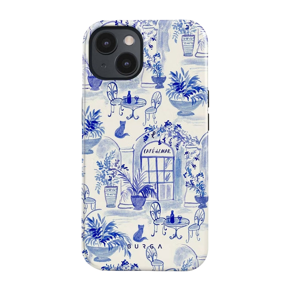 Coque de luxe bleue iPhone 13 Burga Tough au design artistique Sobremesa