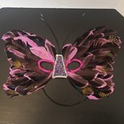 VTG Mardi Gras Masquerade Mask Handmade Pink Brown Feather Sequin Costume