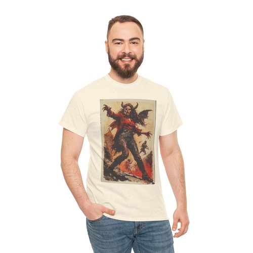 Demon Lady Gothic Graphic Tee Heavy Cotton Shirt, Alternative Style Horror Theme - Picture 30 of 47