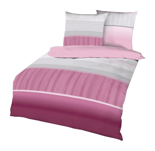 Kaeppel Linon Renforcé Bettwäsche 2 tlg. Direction Pink Grau Silber Baumwolle - Bild 1 von 7