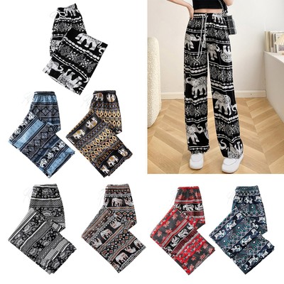 Haremhose Damen hochtaillierte Bohohose für Frauen breitbeinig Hippiehose für