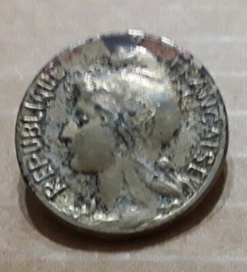 Antique Republique Francaise French Coin Design Pin Vintage Free Shipping 