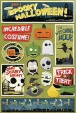 SPOOKY HALLOWEEN Cardstock Sticker Scrapbook Card Making Ghost Vampire Mummy