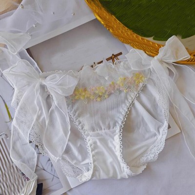Japanese Mori Girls Panties Brief Lolita Cute Lace Up Underwear School Underpant