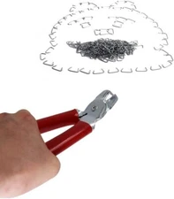 Silver Red Hardware Clamp Vise Kit with Hog Ring Pliers and 300 Galvanized Rings