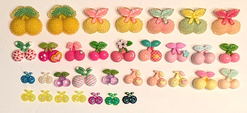 Flatback Embellishments - Assorted Cherries - 33 Pieces