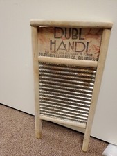 Vintage Dubl Handi Wooden Wash Board Columbus Ohio Washboard Co. 18" x 8.5"