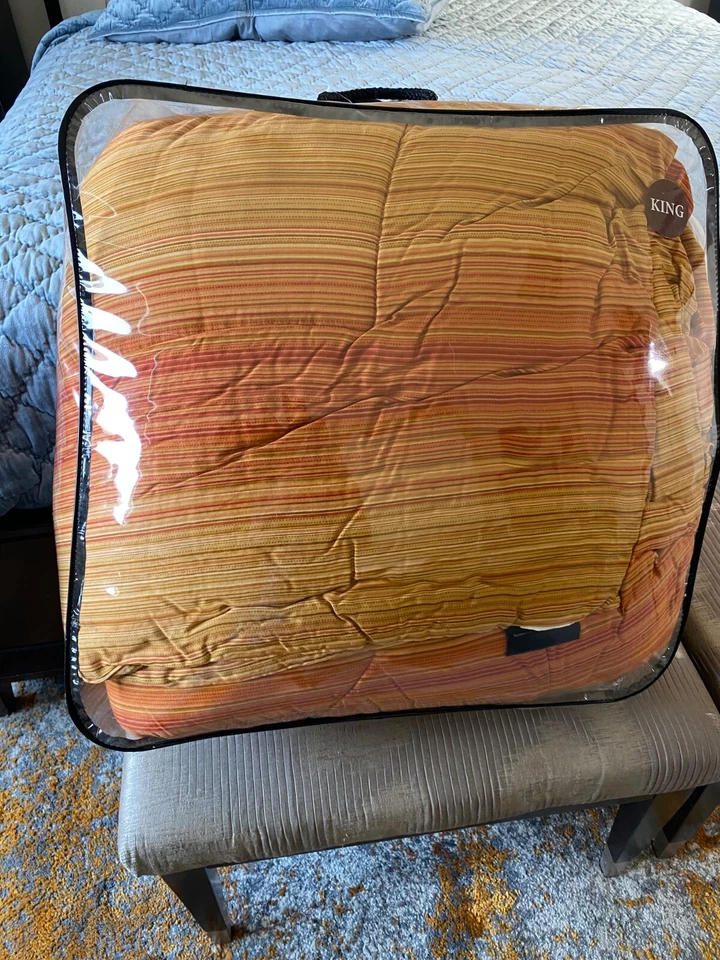 Raymond Waites King Comforter 6 pc Orange striped Southwest, sunset , bedspread - Image 3 of 4