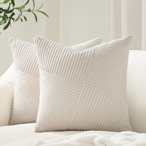 Cream White Decorative Neutral Throw Pillow Covers 18X18 Inch for Couch Sofa Bed - Picture 10 of 12