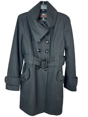 Womens M60 Miss Sixty Black Coat Double Breasted Peacoat Jacket