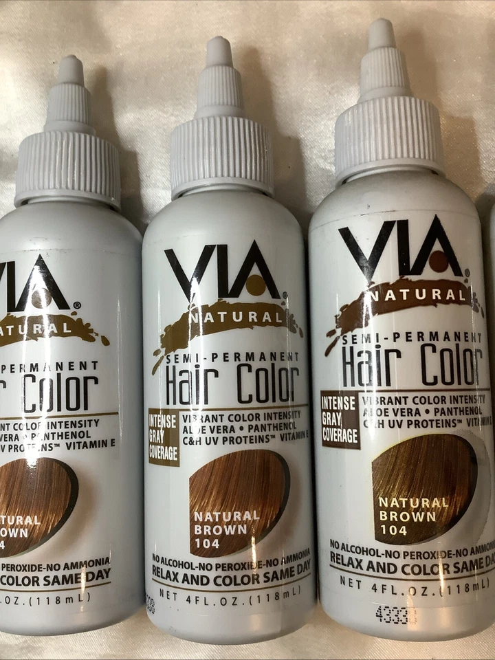 6 X VIA 自然半永久发色天然棕色 104 全新 4 盎司每 6 件 — 第 3/4 张图片