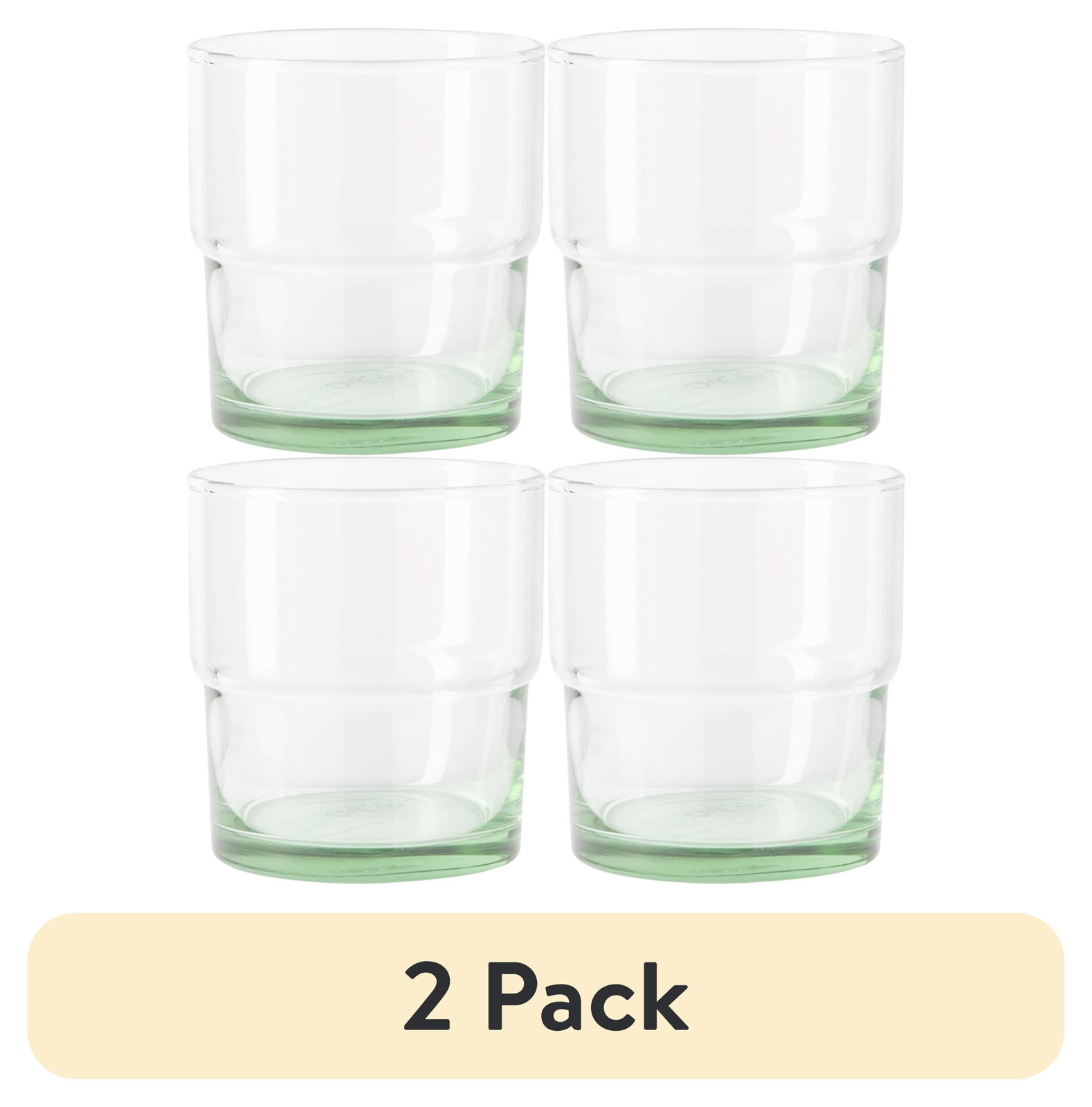 (2 pack) Better Homes & Gardens Recycled Green Glassware, Glass, 4 Pack, 10 oz