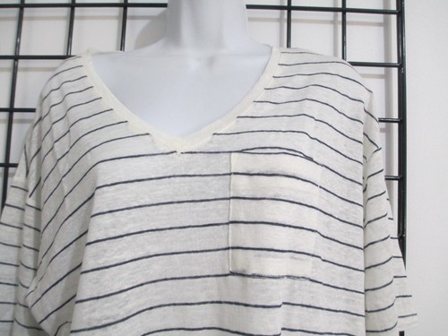 CYNTHIA ROWLEY 🌸SIZE SMALL==BLACK & WHITE / LINEN / SHORT SLEEVE KNIT TOP - 第 2/6 張圖片