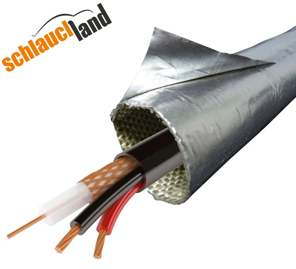 HITZESCHUTZ SCHLAUCH ALU TITAN selbstklebend Kabel Thermo Schutz Wärme Feuer KFZ - Bild 3 von 4