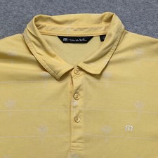 Travis Mathew Polo Shirt Men's 2XL XXL Yellow Hawaiian All Over Print Golf