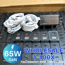 65W GaN Fast Wall Charger Adapter USB TypeC Cord Lot For Android Samsung MacBook