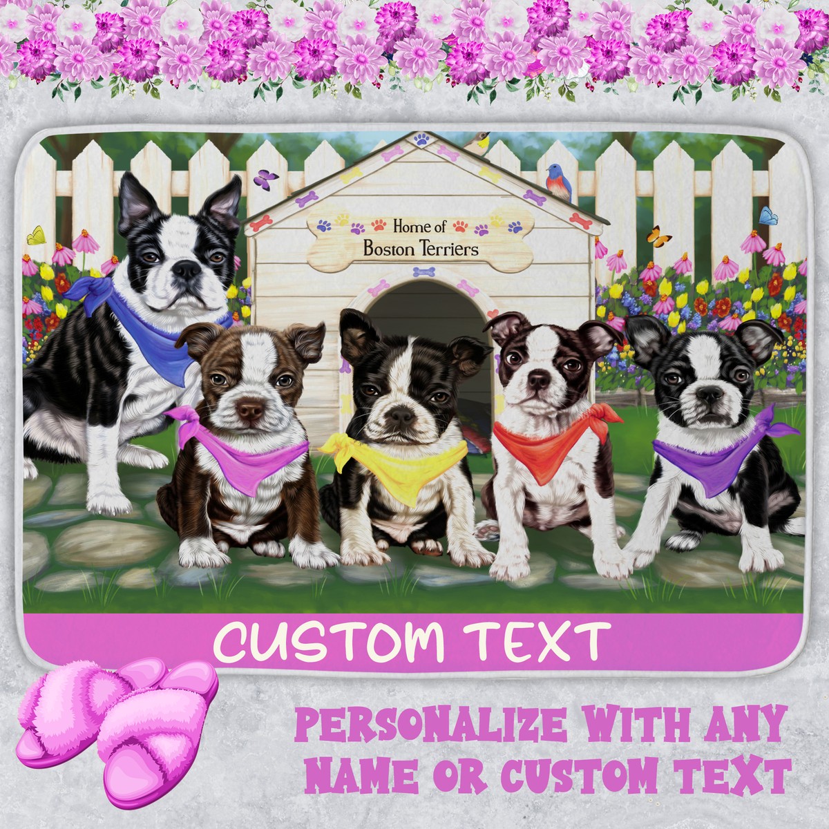 Boston Terrier Dog Bath Mat Anti-Slip Pet Personalized Bathroom