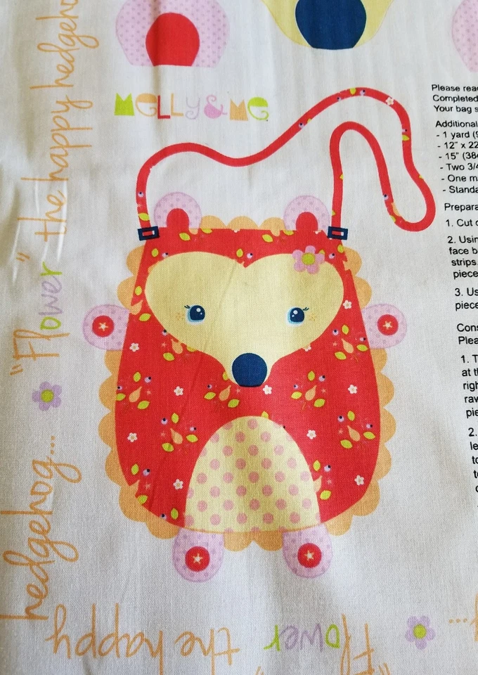 Bolso de Mano The Happy Hedgehog Flor Rojo Panel Riley Blake Designs Melly & Me Foto 2 de 4