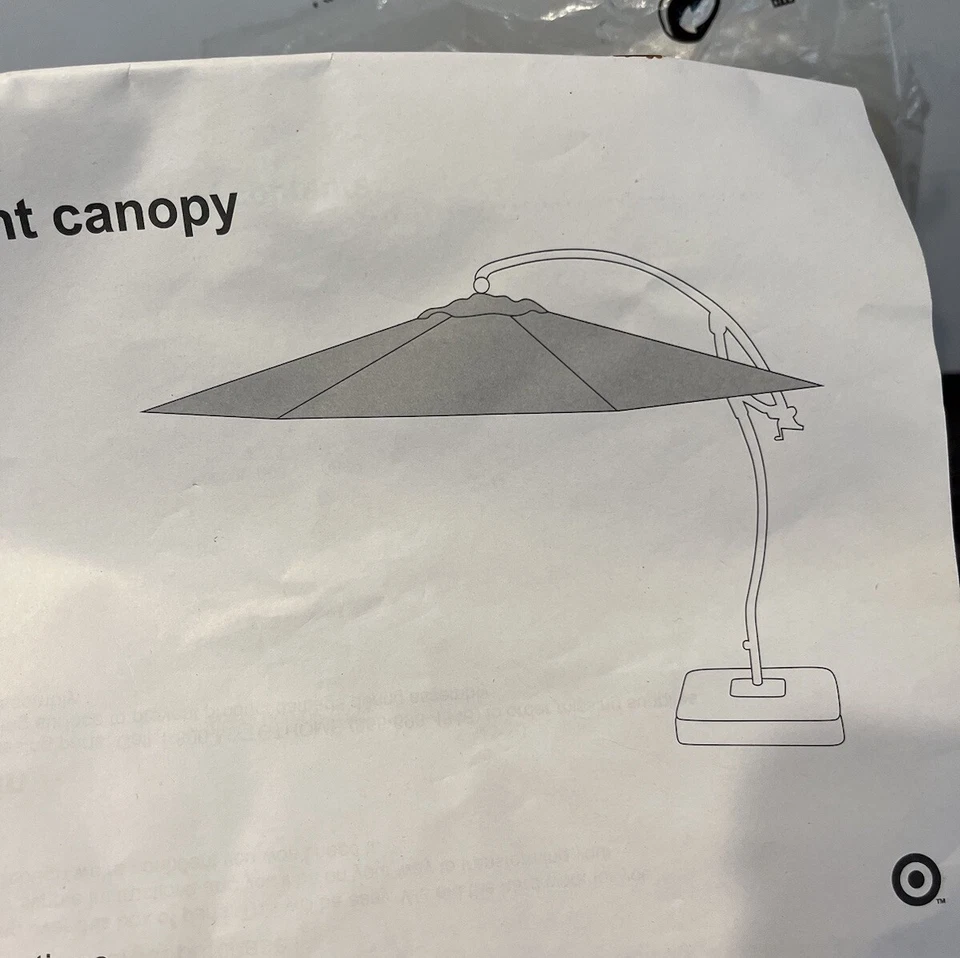 Paraguas desplazado de lona marrón 9999-043640 Target de repuesto Foto 3 de 3