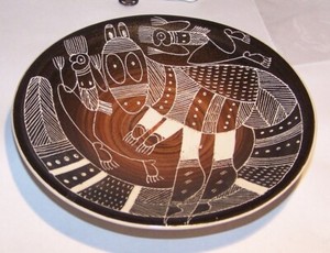 Australian Primitive Dot Signed Dish Plate