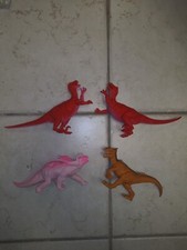 Lot Ankyo Velociraptor Dinosaur Rare Red Color 6" Tall 9" Long Triceratops Pink