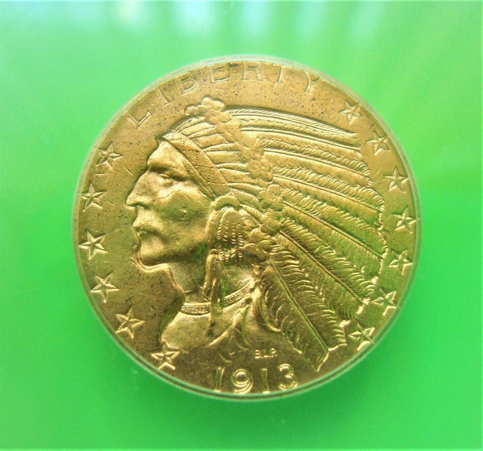 1913-S INDIAN $5 GOLD HALF EAGLE ICG MS61 Scarce Date RARE IN ANY MS + Free Ship - Image 2 of 4
