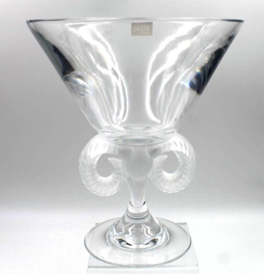 Lalique Crystal Art Glass Aries Centerpiece Bowl Pedestal