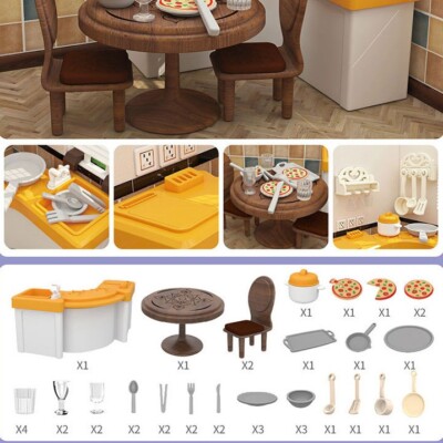 1/24 Scale Dollhouse Miniature Furniture Plastic Kitchen Set