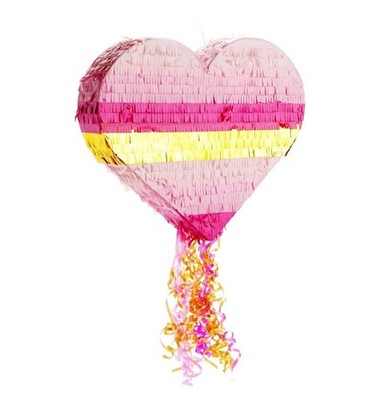 Pink Pull String Heart Pinata for Girls Birthday Party, Small, 16 x 13 x 3 In