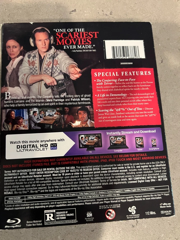 The Conjuring (Blu-ray, DVD, 2 Disc Set) W Lenticular Slip Cover *Combined Ship - Image 2 of 2