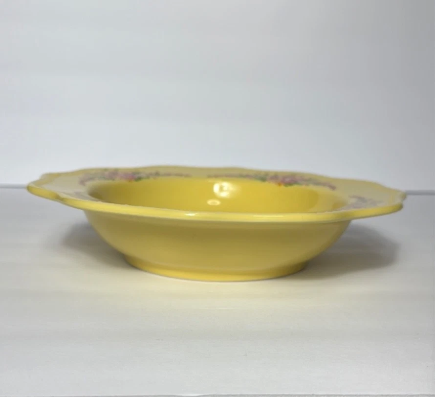 April Cornell Certified International JOSEPHINE Yellow Rim Soup Bowl Floral - Image 4 of 4