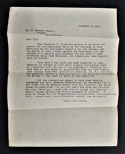 1912 antique LETTER wagner pa J Edward WAGNER lawyer refuse GOVT HOSPITAL INSANE