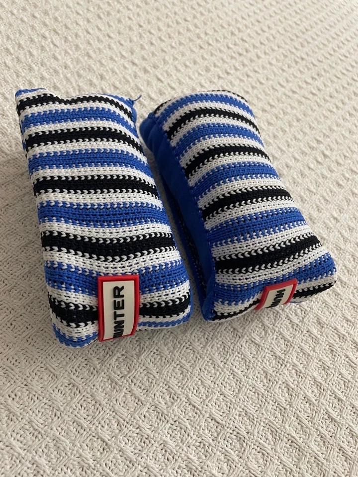 Nuevo Hunter Original Botas Altas Calcetines Cubierta Silla Tira - Azul/Negro/Blanco - M Foto 3 de 4