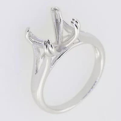 10MM Round Shape Semi Mount Four Prong Set Ring 925 Sterling Silver Women Ring