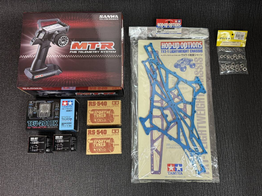 Tamiya 1/10 TXT-1 Monster Truck NIB + Lightweight Chassis + SANWA