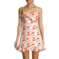 NWT Black Halo White Pink Tulip Print Sleeveless Zalda Mini Dress Womens 0