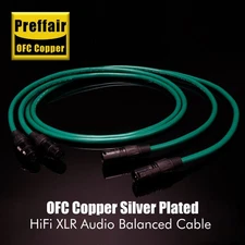 Pair Preffair OFC Copper Silver Plated Mixed XLR Female to XLR male Cable HIFI