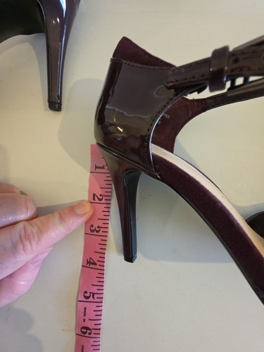 NINE WEST Tatumo T-Strap Purple Egg Plant Patent Leather Heels Size 5M  - Picture 10 of 11