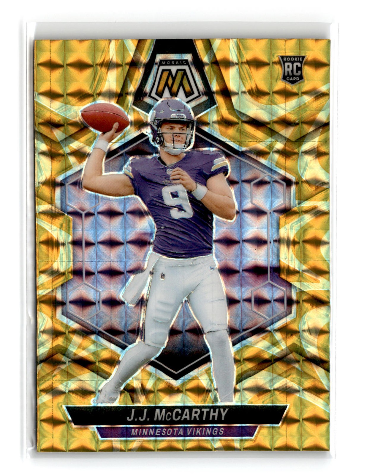 J.J. McCarthy 2024 Panini Mosaic Rookie #310 Reactive Yellow RC Vikings