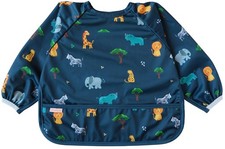 Waterproof Long Sleeve Bib   Machine Washable Baby Bibs for Eating   Baby Smo...