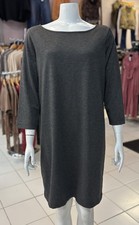 GAP Size Large Gray Straight Knit Jersey Shift Dress w 3/4 Sleeves Back Zipper