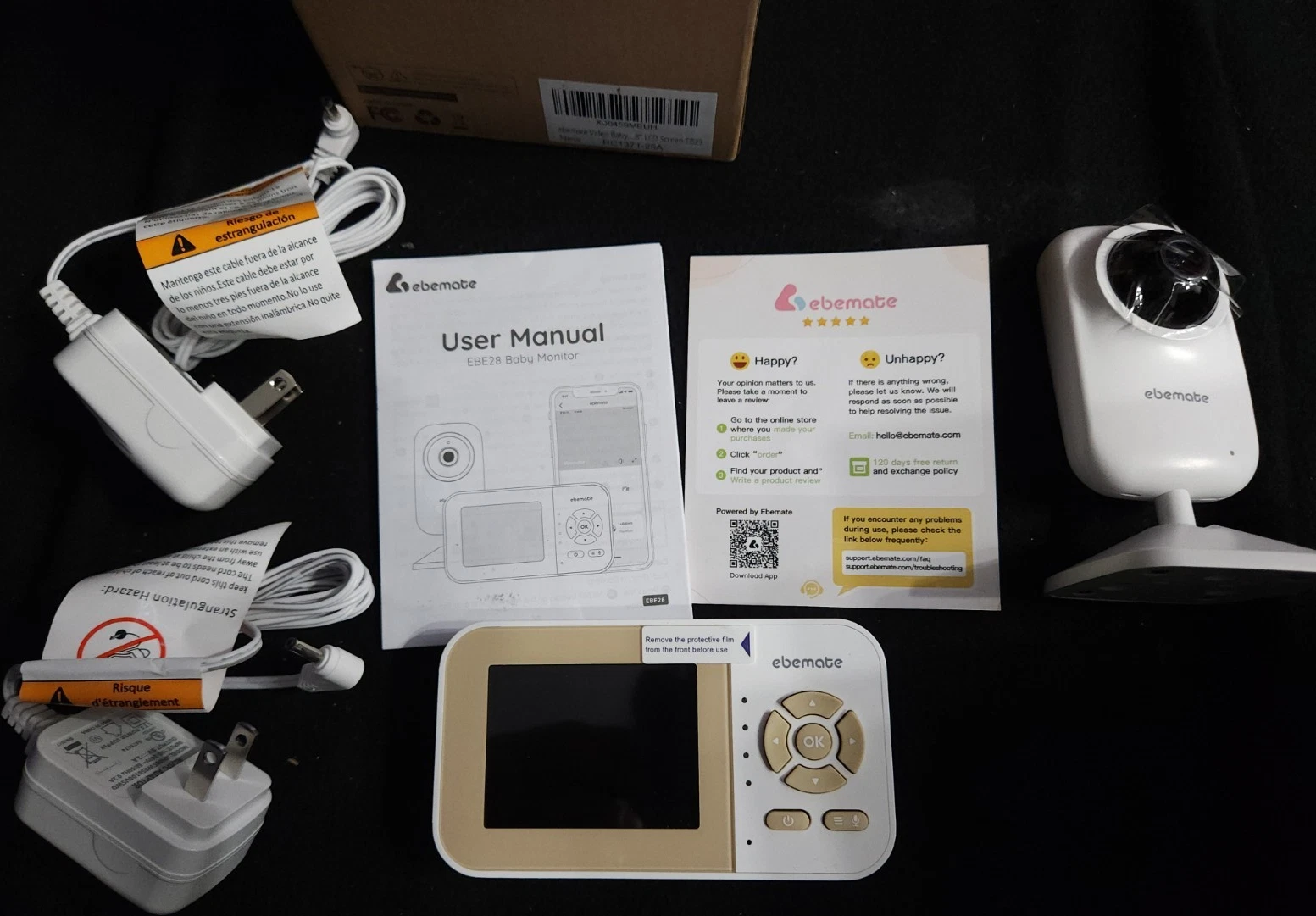 Ebemate EBE28 Video Baby Monitor Camera w/ Two-Way Audio, Wi-Fi 2.4GHz