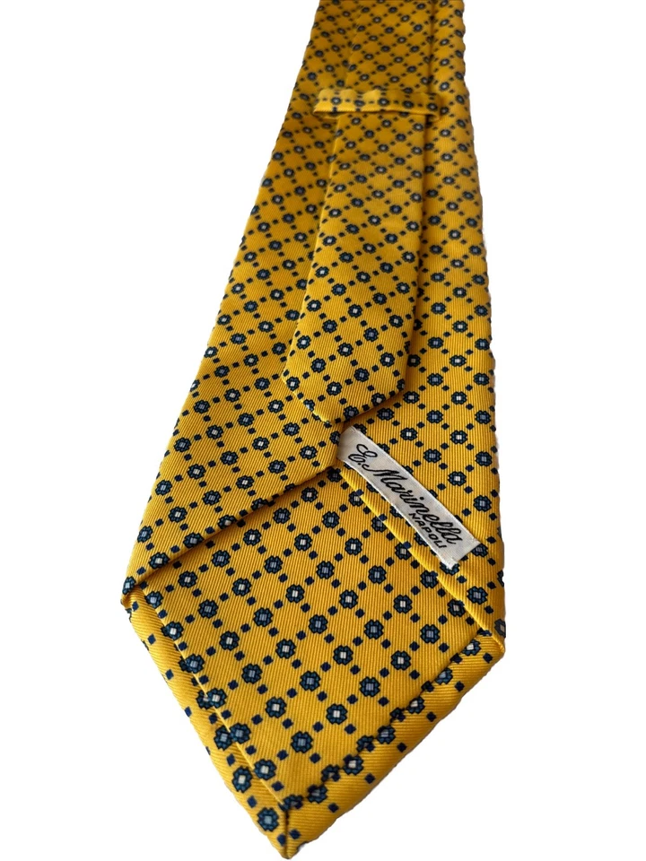 E. Marinella Napoli Silk Tie Yellow Blue Geometric Italian Luxury  - Bild 2 von 4