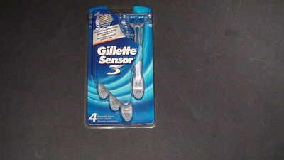 Gillette Sensor 3 - Nagelneue ungeöffnete Packung mit 4 Einwegrasierern. Noch versiegelt